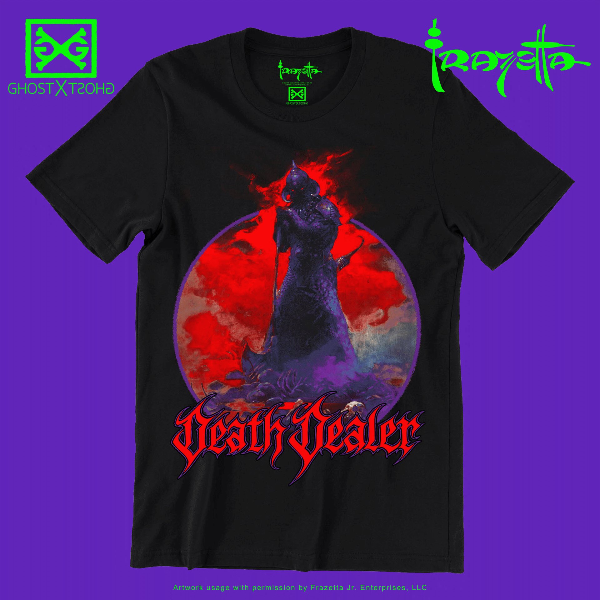 【Raucohouse】Crescent ghost printing damage over t-shirt Frank Frazetta – GHOST X GHOST