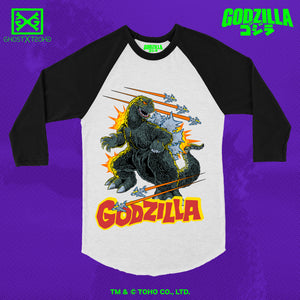 Godzilla Attacks Raglan T-Shirt