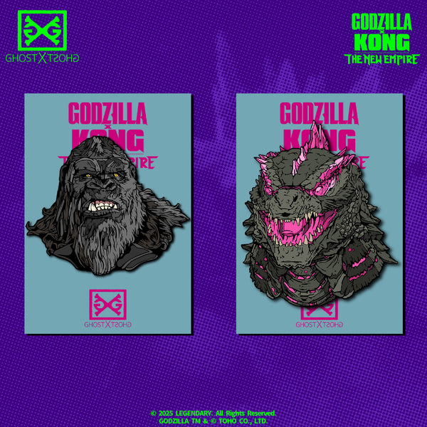 G x K Godzilla & Kong Enamel Pin Set by Death Style Graphics