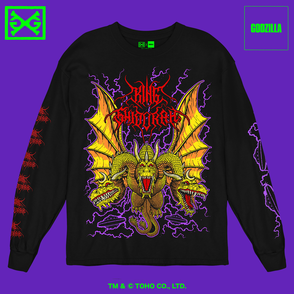 King Ghidorah METALCROPOLIS Long Sleeve TShirt GHOST X GHOST