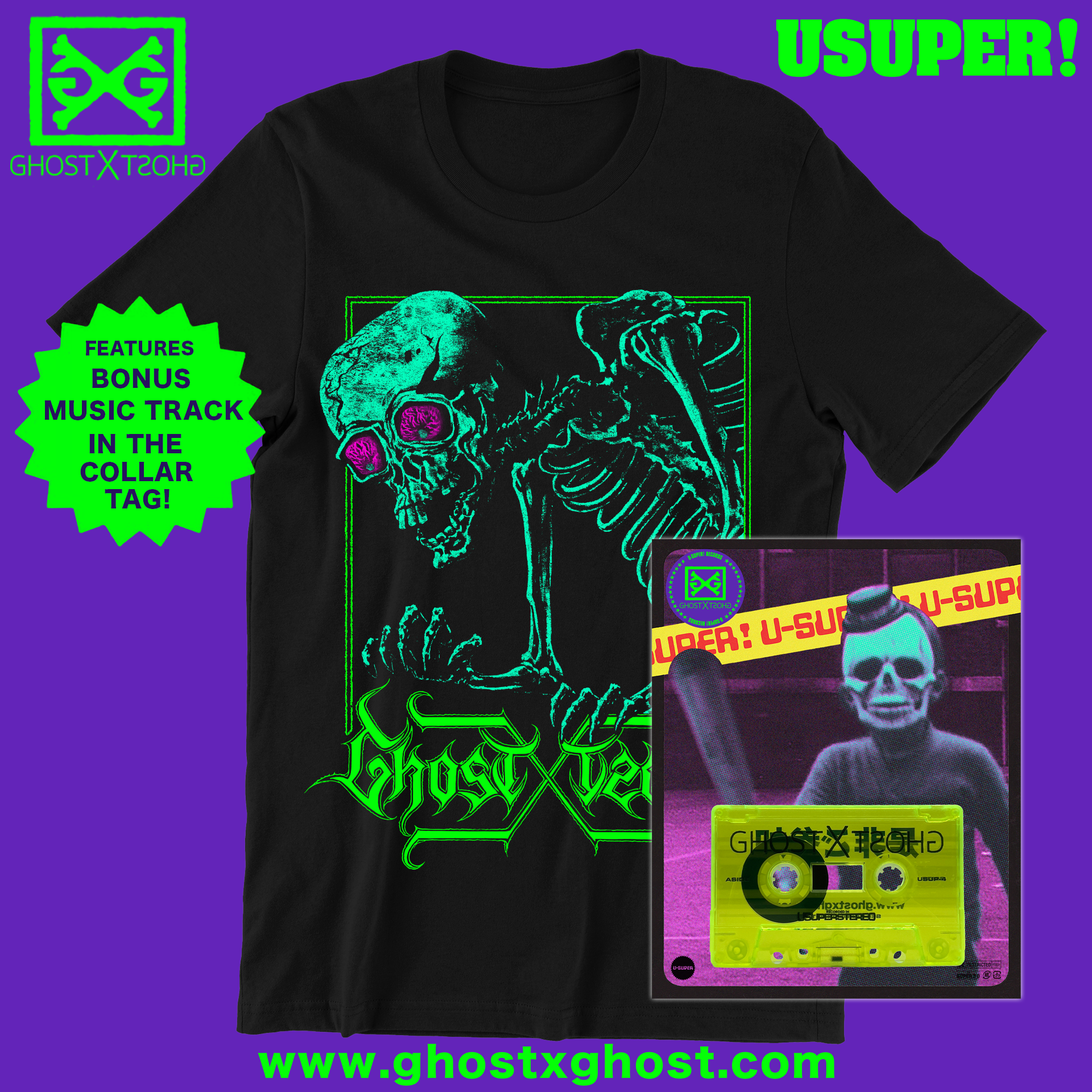 USUPER! x Ghost X Ghost Cassette Tape & T-Shirt Combo (with